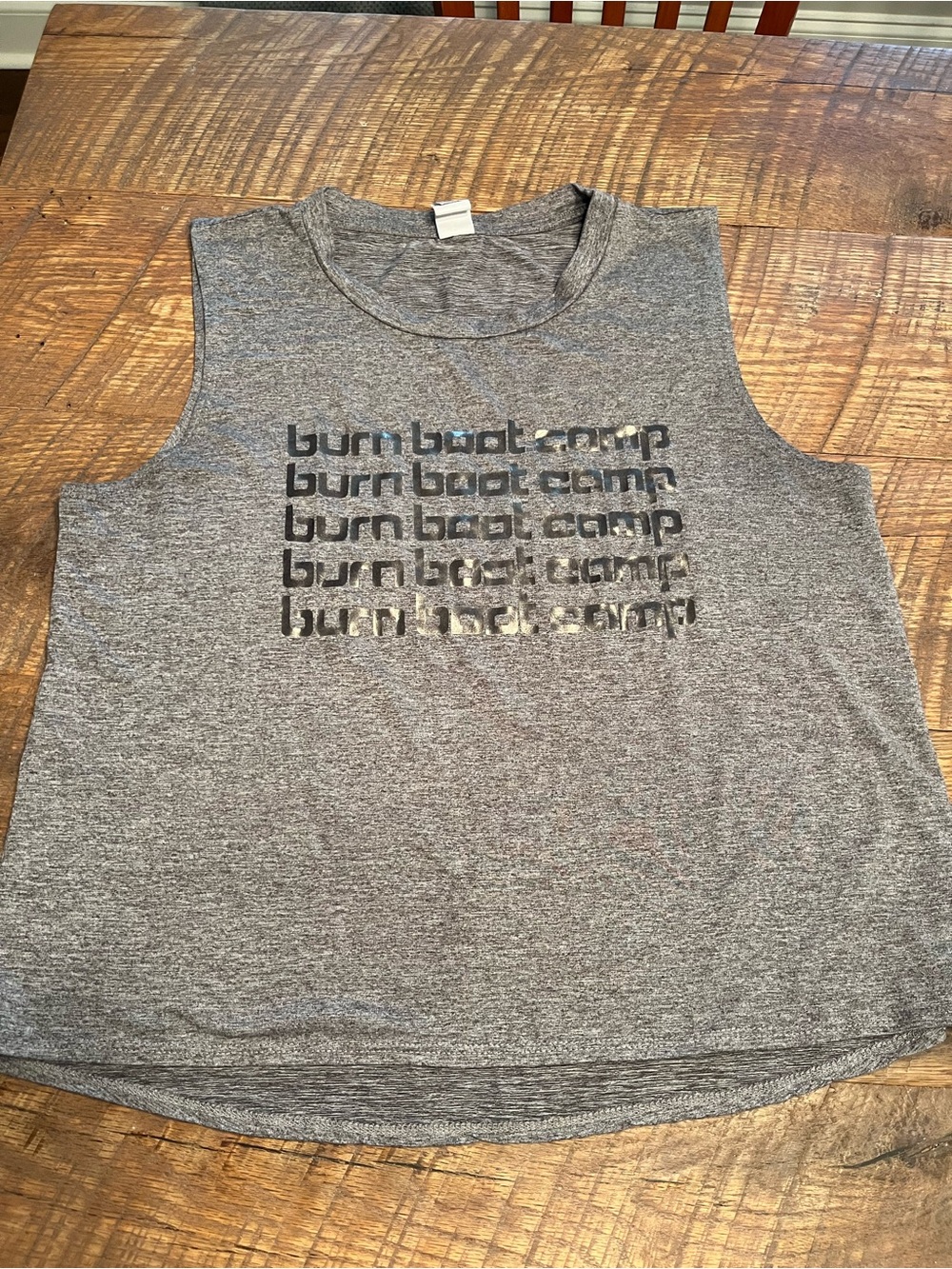 Burn Boot Camp Gray Sleeveless Workout Tank